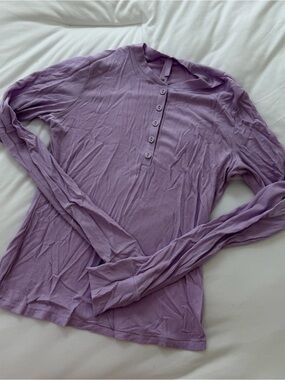 SKIMS Purple Long Sleeve Henley Pajama Top (S)